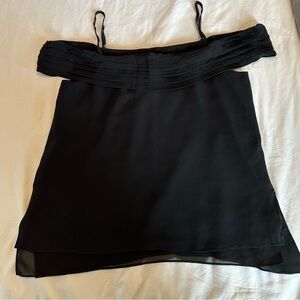 Alexander Wang Black Semi-Sheer Top with Label Detail